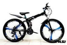 Велосипед 26&quot; HEMEN СКЛАДНОЙ YTJ-MTB-LR1 (литые обода 3 ЛУЧА-ЧЕРНЫЕ, диск.торм.21ск) ЧЕРНЫЙ