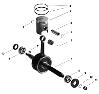 Коленвал, поршень КВАДРОЦИКЛА STELS ATV 50 C