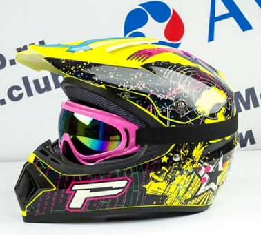 Шлем кроссовый Tiane Progrip Star, Желтый