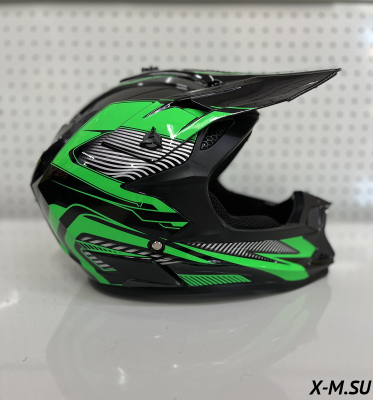 Шлем кроссовый HETOSHI EDX цв. Черно-зеленый р. M