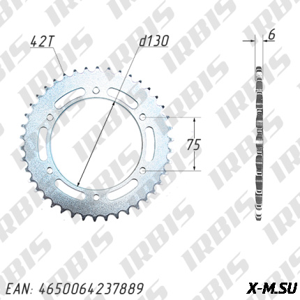 Звезда ведомая (520-42T) (6x75) XR250Rs