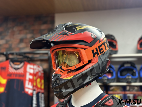 Шлем кроссовый HETOSHI OF836 EXOSS CROSS PRO MX289 цв.Черно-красно-желтый Матовый р.XS
