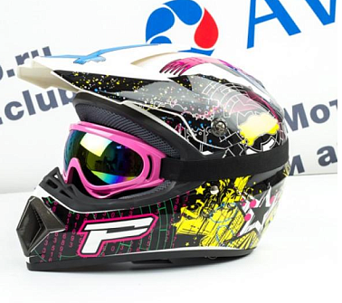 Шлем кроссовый Tiane Progrip Star, Белый