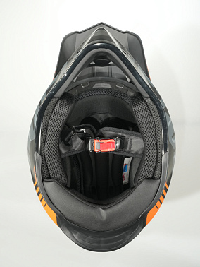 Шлем кроссовый HETOSHI OF836 EXOSS CROSS PRO MX289 цв.Черно-серо-оранжевый Матовый р.L